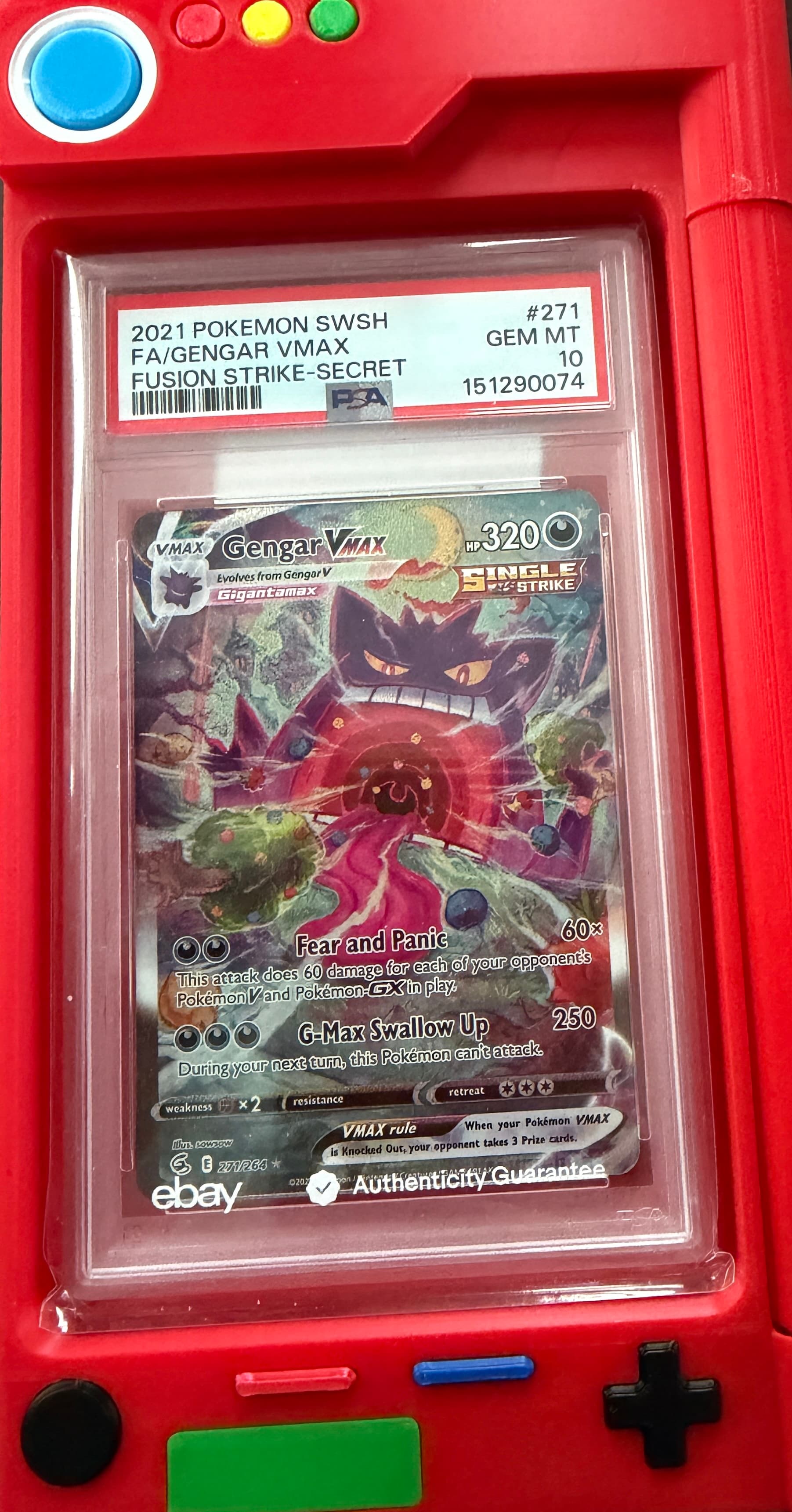 Gengar VMAX PSA 10 slab from Sparky's Collection